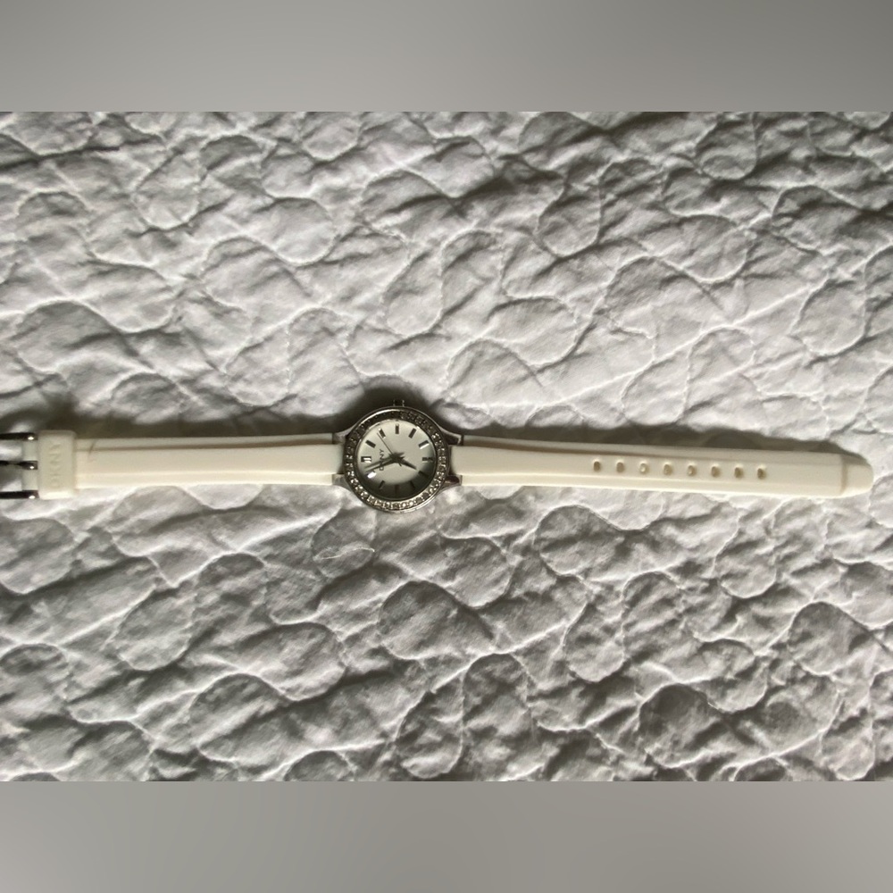 DKNY Silver and White Watch with Crystal Accents - Picture 8 of 8